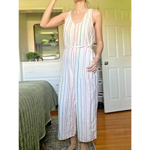 American Eagle Outfitters Jumpsuit Womens Size M Cotton Blend Striped, Wide Leg
